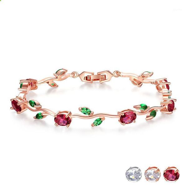 

link, chain 2021 + women's fashion jewelry leaf shape bracelet crystal bangle valentine's day gifts1, Black