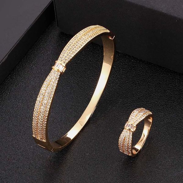 

earrings & necklace zlxgirl women classic mirco paved copper wedding bangle with ring 2pcs jewelry sets high duab gold color bridal bracelet, Silver