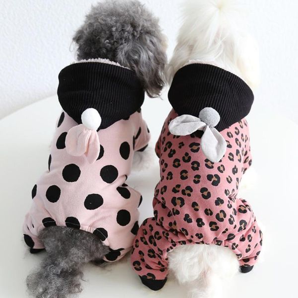 

dog apparel pet clothes winter warm jumpsuit cute dot windproof fleece coat thicken clothing for dogs costume hoodies jacket