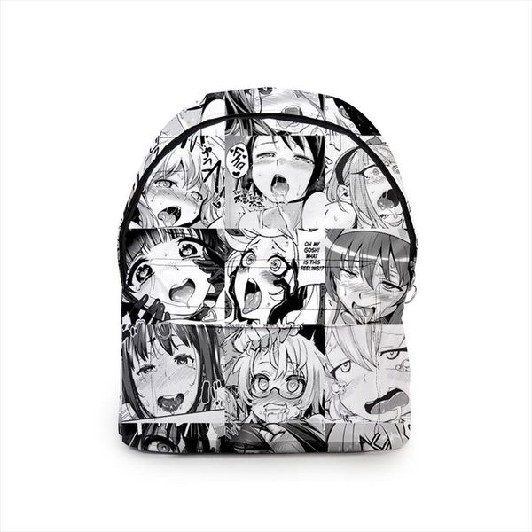 

anime kawaii hentai backpacks men women ahegao school bags travel 3d print teenage notebook backpack