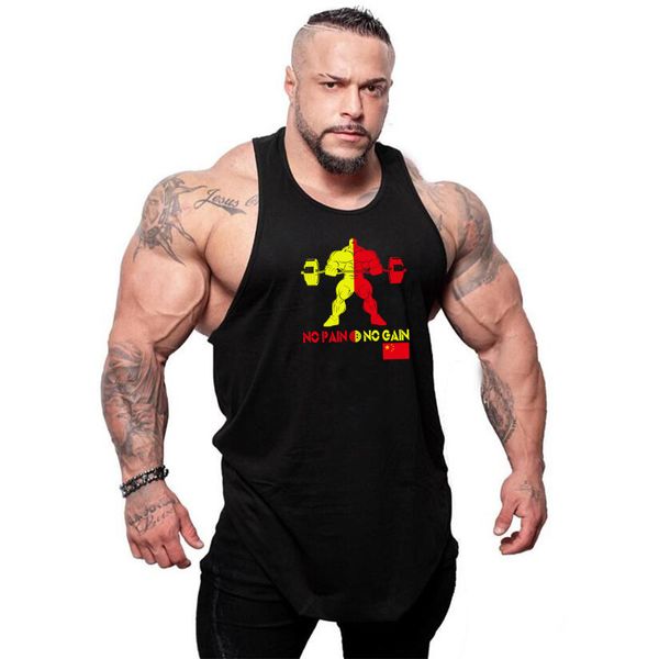 

muscleguys new design men gyms sleeveless shirt bodybuilding stringer tank mens summer fitness clothing casual tank210421, White;black