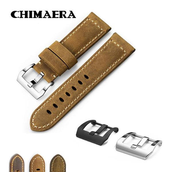 

watch bands chimaera unique 22mm 24mm 26mm strap genuine calf leather bracelet assolutamente brown watchband for pane rai, Black;brown