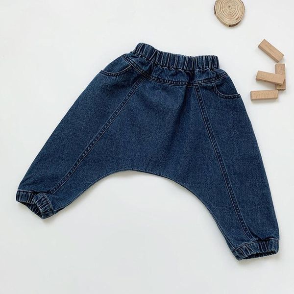 

baby boys loose cowboy pants 2021 spring kids children's clothing casual jeans girl children, Blue