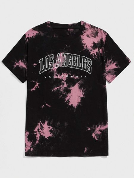 

romwe guys letter tie dye tee 62in#, White;black