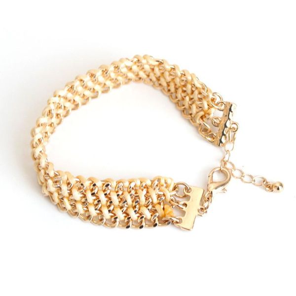 

link, chain 2021 fashion hand woven simple metal bracelet for girl 69, Black