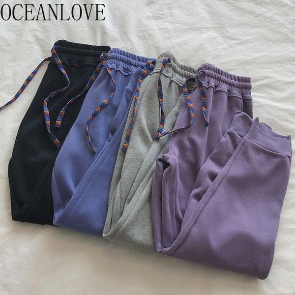 

sweatpants women autumn drawstring fashion 2021 female pants korean style solid casual trousers vintage 18242 women's & capris, Black;white