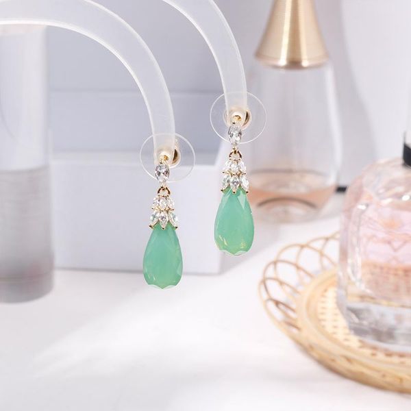 

dangle & chandelier korean earrings women's fashion banquet drop atmospheric elegant geometric water zircon pendant, Silver