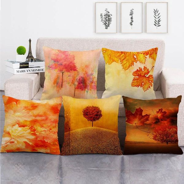 

cushion/decorative pillow 45cm*45cm happy fall autumn leaves design throw cushion cover linen/cotton sofa decorative case
