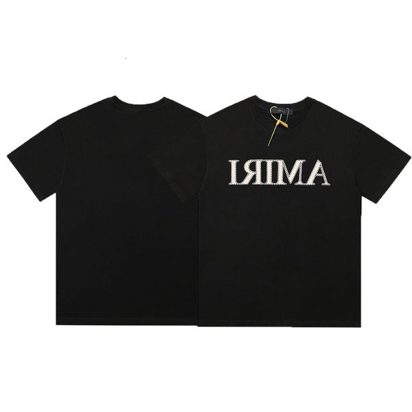 

new correct version of am 21ss letter three dimensional foam printing high street men's and women's short sleeve t-shirt, White;black