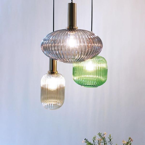 

pendant lamps nordic restaurant lights gray/green/cognac glass modern hanging lamp bedroom living room kitchen suspension luminaire