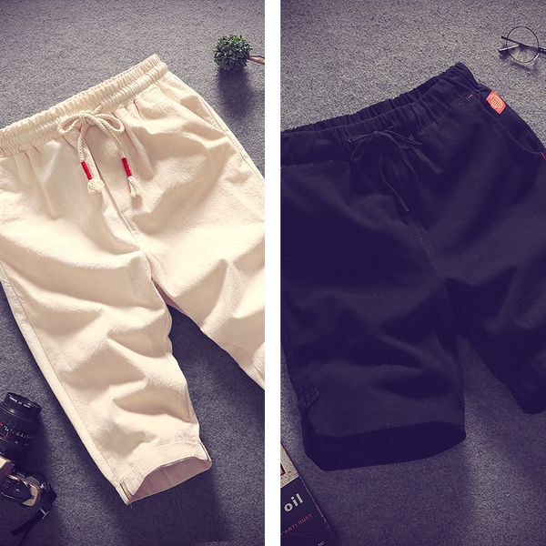 

a 842 seven minutes of pants in the summer of 2021 cotton shorts loose 7 six points 5 minutes of pants thin fashion casual pants, Blue