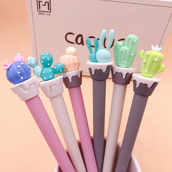 

pcs/set gel pen kawaii cactus soft silicone school student writing stationery office supplies 0.5mm black ink pens