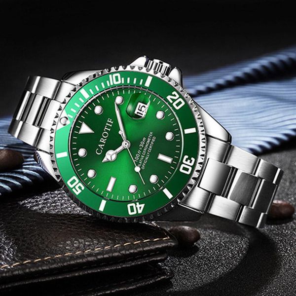 

wristwatches carotif brand men watches montre homme luxury automatic mechanical watch dress water spirit series full steel male clock, Slivery;brown