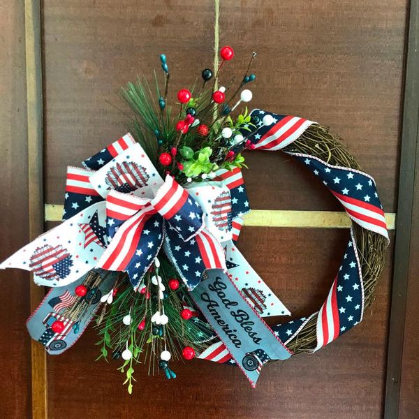 

decorative flowers & wreaths independence day wreath porch decoration front door outdoor simulation leaf hanging round decor garlands