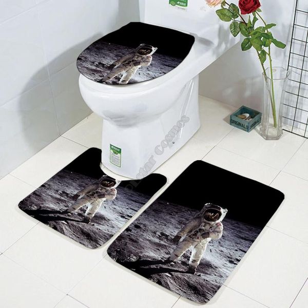 

toilet seat covers galaxy astronaut three-piece set 3d printed bathroom pedestal rug lid cover bath mat drop 1