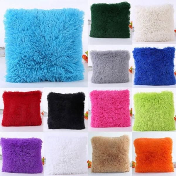 

pillow case 11color cute plush furry cover throw home bed room sofa decor