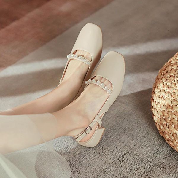 

sandals bundle for women's summer 2021 fairy wind with versatile gentle mary jane chunky heels singles, Black