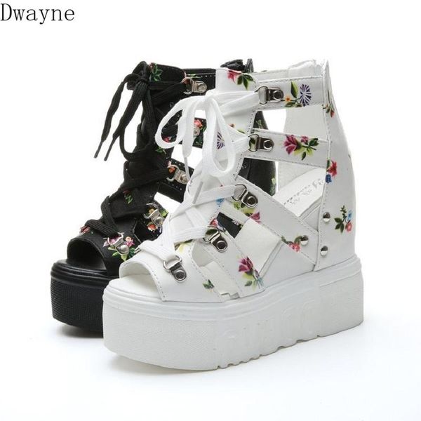 

summer wedge sandals increased 12cm super high heel fish mouth women's fashion casual shoes, Black