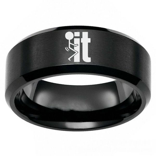 

fashion men's rings fk it funny humor joke stainless steel band size 6-13, Silver