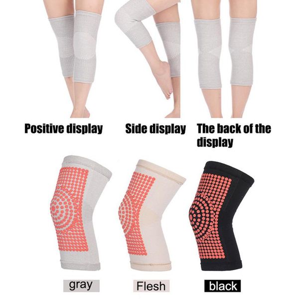 

elbow & knee pads self heating knitted warm coldproof brace for joint pain relief whshopping, Black;gray