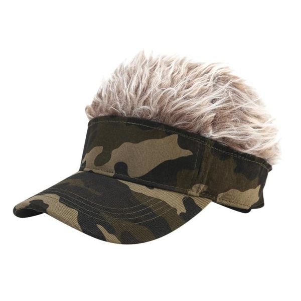 

visors men women camouflage visor wig hat fashion baseball tennis hip hop cap versatile adjustable sun sports night club party, Blue;gray
