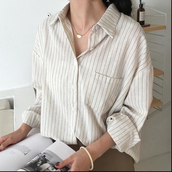 

spring elegant casual striped simple womens blouses loose long sleeve femme blusas office lady, White
