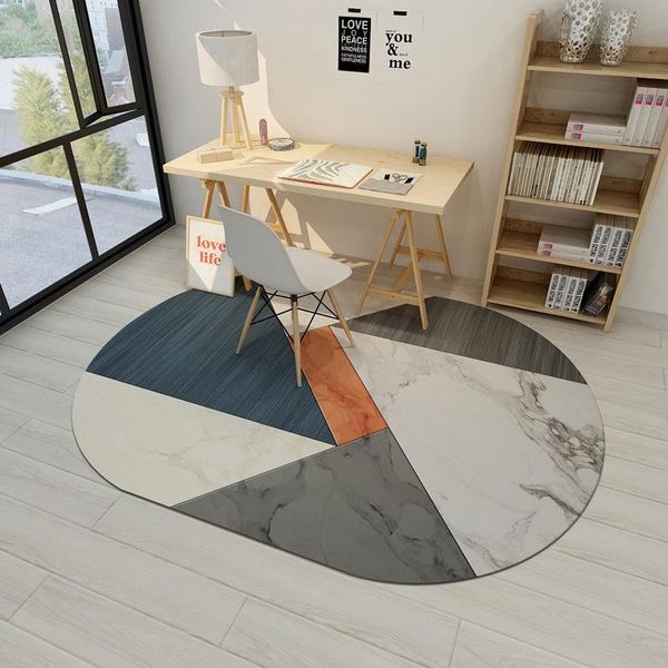 Tapetes criativos oval para a sala de estar estilo nórdico de quarto grossa tapete de casca de tapetes grandes tapetes de sofá moderno tapete de mesa de café