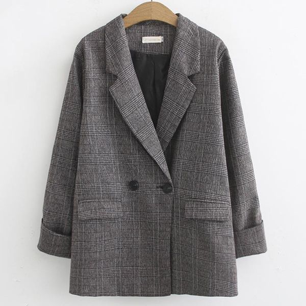 

plus size women blazer spring autumn vintage plaid suit jacket korean large business office lady outerwear women's suits & blazers, White;black