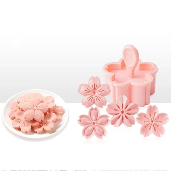 

5pcs/set sakura cookie mold stamp biscuit cutter pink cherry blossom flower charm diy floral fondant baking tool & pastry tools
