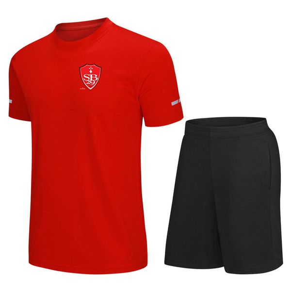 Stade Brestois 29 Herren Kinder Freizeit Trainingsanzüge Jersey Schnell trocknender Kurzarmanzug Outdoor-Sportshirt