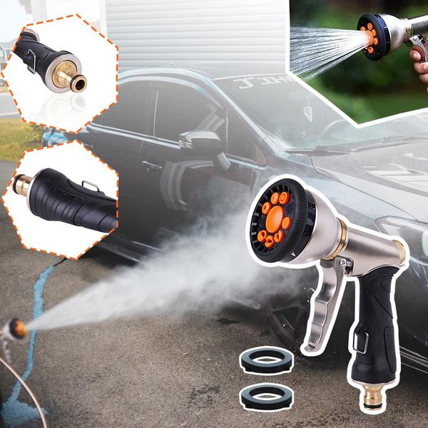 

watering equipments 9 pattern dial metal brass water spray gun nozzle heavy duty hose garden car wash sprinkler pipe