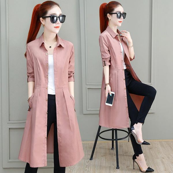 

women's trench coats 2021 spring and autumn ladies explosion models fashion retro wild thin section long coat tide, Tan;black