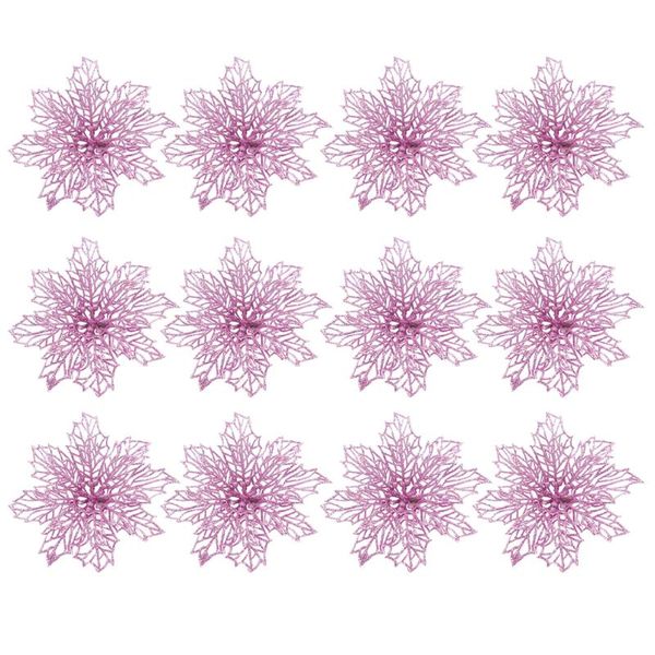 

decorative flowers & wreaths 12pcs christmas simulation flower xmas tree decor festival glitter
