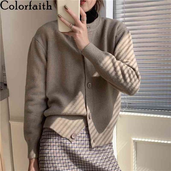 

colorfaith new autumn winter women's knitwear knitted buttons short cardigans harajuku elegant korean lady swc8515 210413, White;black