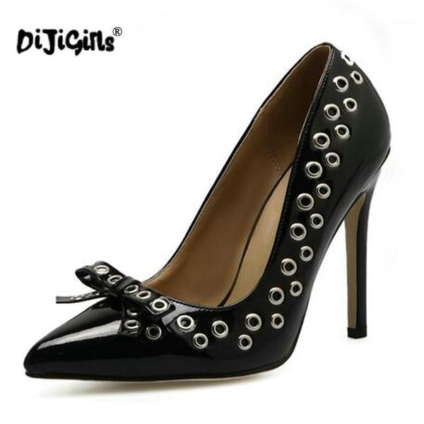 

dress shoes dijigirls women pumps rivet rome butterfly knot high heels fashion party pointed toe thin stiletto drop11, Black