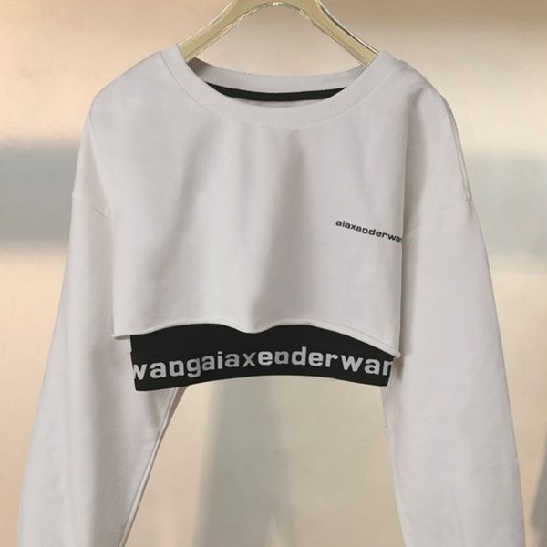 

two short open navel 2021 new letter high waist printed round neck t-shirt, Black