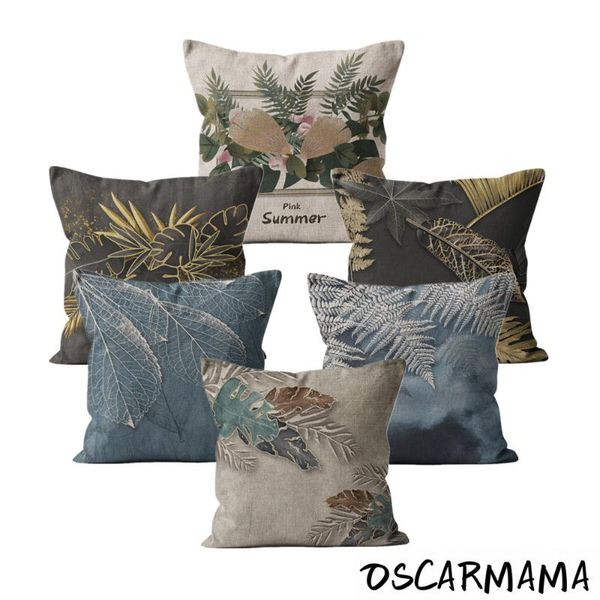 

cushion/decorative pillow golden sliver leaves black blue sofa sitting decor car seat spring summer autumn linen case 45*45 cushion cover 40