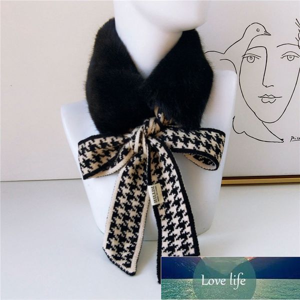 Novo Outono Houndstooth Houndstooth Moda Crochet Cachecol Cachecol Feminino Feminino Faux Pele Colar Neck Scarves Para As Mulheres Preço de Fábrica Especialista Qualidade Qualidade Última