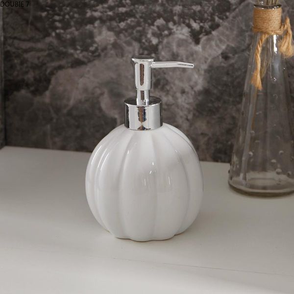 

liquid soap dispenser white pumpkin shape ceramic travel multifunction bathroom accessories bath shampoo lotion bottle 400ml