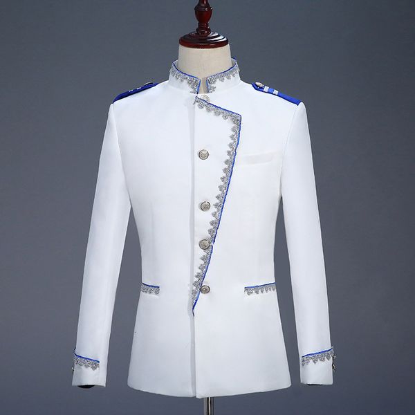

men's suits & blazers pyjtrl prince's military jacket, male stage wedding slim fit dress homme suit man wx5i, White;black