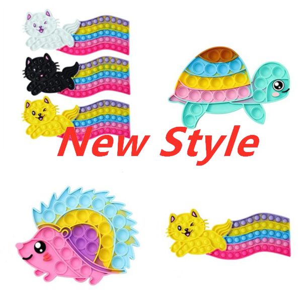

stock fidget toys cute kawaii rainbow cat brinquedos push bubble sensory decompression toy kids girl-gift christmas gift