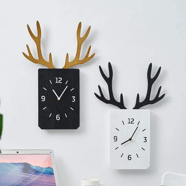 

antler wall clock nordic minimalist modern craft clocks wooden mute living room bedroom home watch