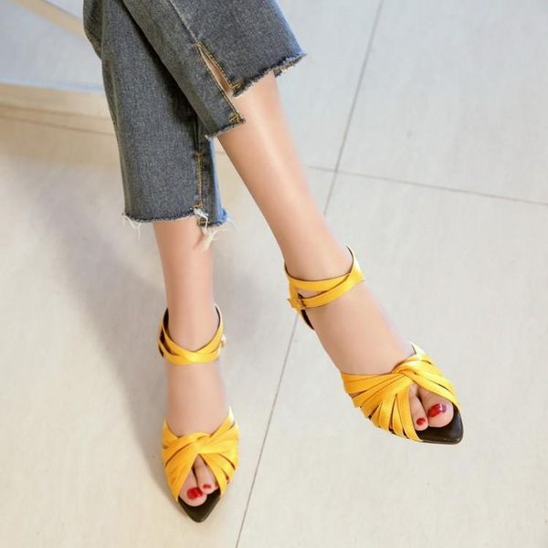 

big size 11 12 13 14 15 16 17 18 19 high heels sandals women shoes woman summer ladies pointed cingulate thick with, Black