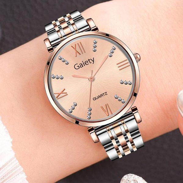 

wristwatches 2021 alloy strap ladies watch rhinestone dial personality trend quartz luxury orologio donna, Slivery;brown