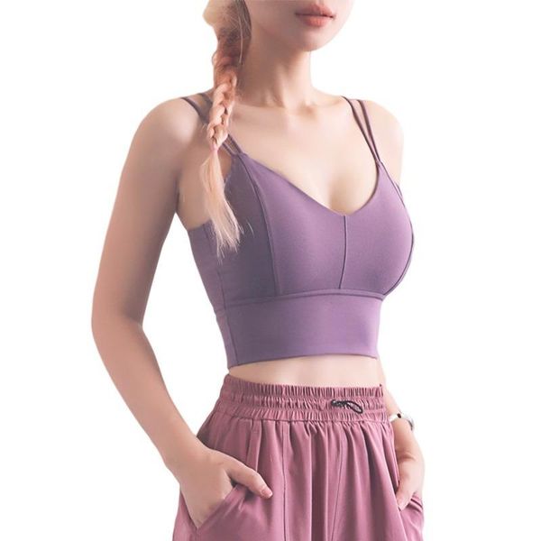 

double sling vest underwear three-dimensional cup fashion back sports bras for women casual active wear comfortable stretchy gym clothing, White;black