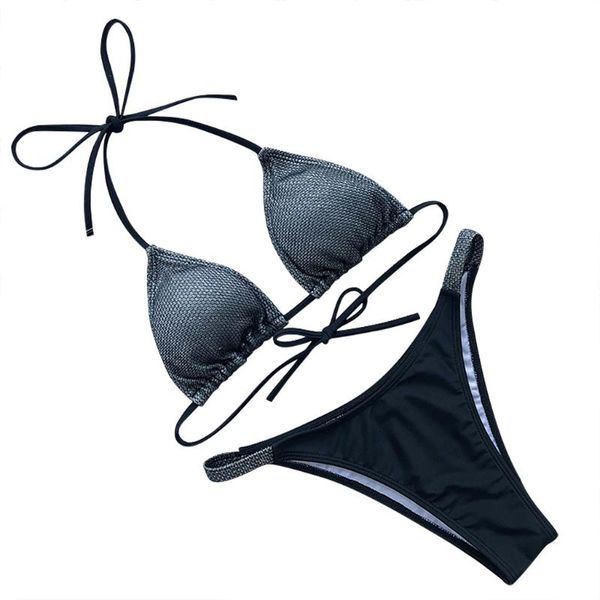 

women's swimwear swimsuit two piece bikini set patchwork high cut beachwear tankini bikinis 2021 mujer maillot de bain femme, White;black