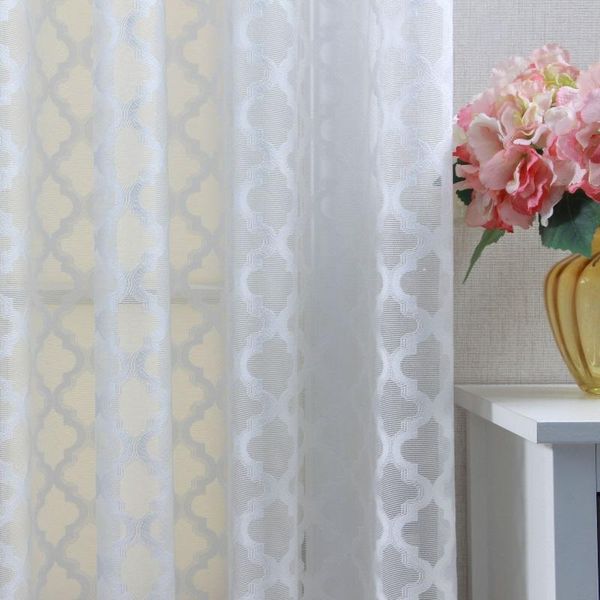 

small diamond-shaped american modern warp-knitted screen white velvet tulle simple and versatile for living room bedroom curtain & drapes