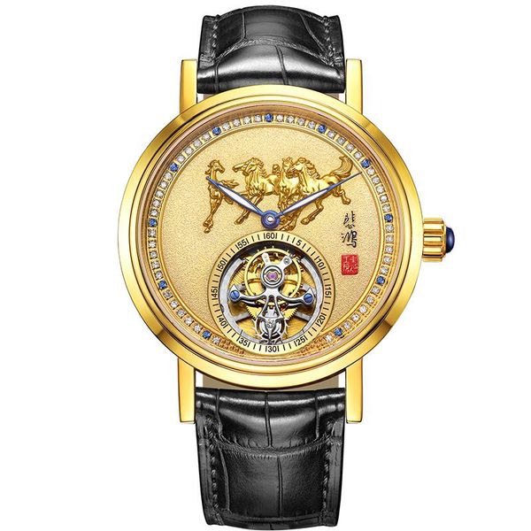 

wristwatches business tourbillon men watch automatic mechanical inlaid natural jade real diamond 2021 personality man, Slivery;brown