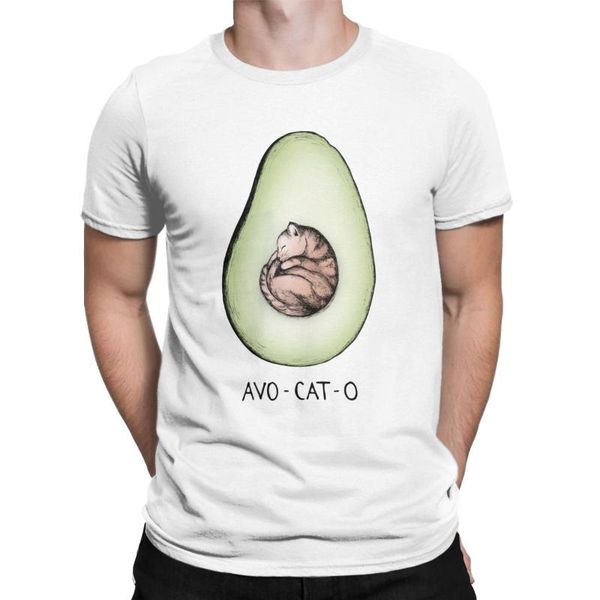 

avo-cat-o men t shirts avogato and cat novelty tee shirt short sleeve crew neck t-shirt cotton arrival clothing men's t-shirts, White;black