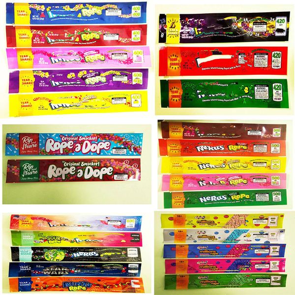 

2021 pouch bags nerd long zipper 400mg ropes 420mg bag 600mg packaging package packing resealable empty edibles mylar pack